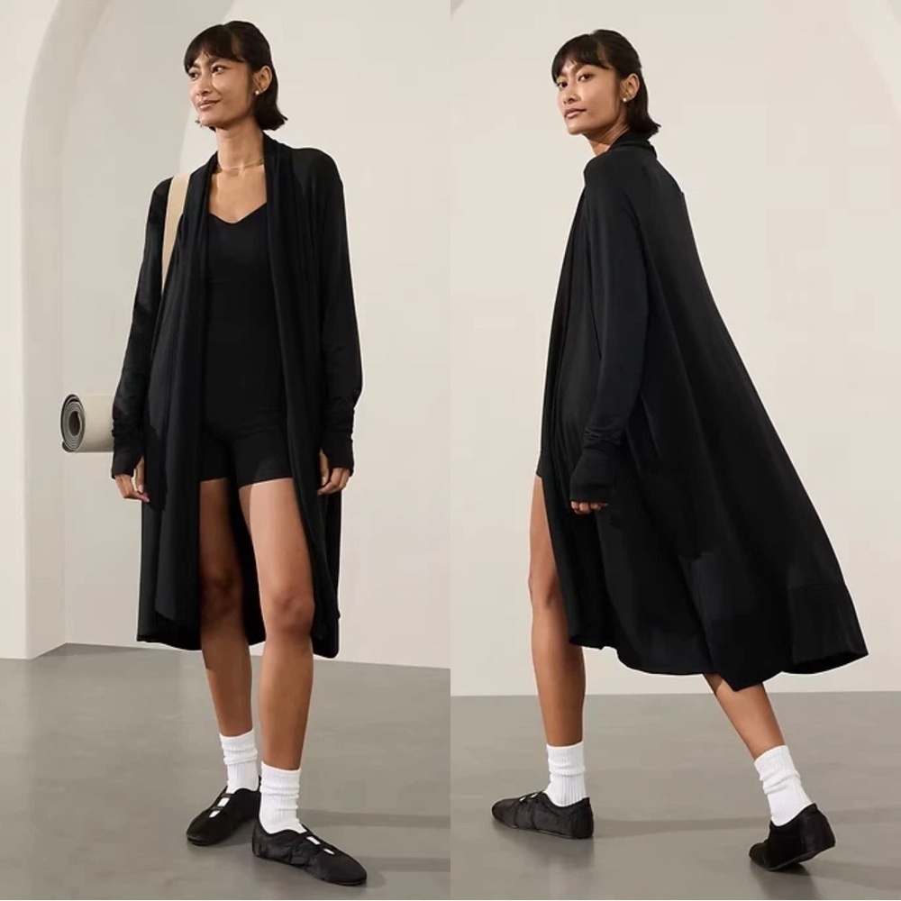 Athleta • Pranayama Long Wrap in Nirvana Knit jacket cardigan sweater black - Picture 14 of 14